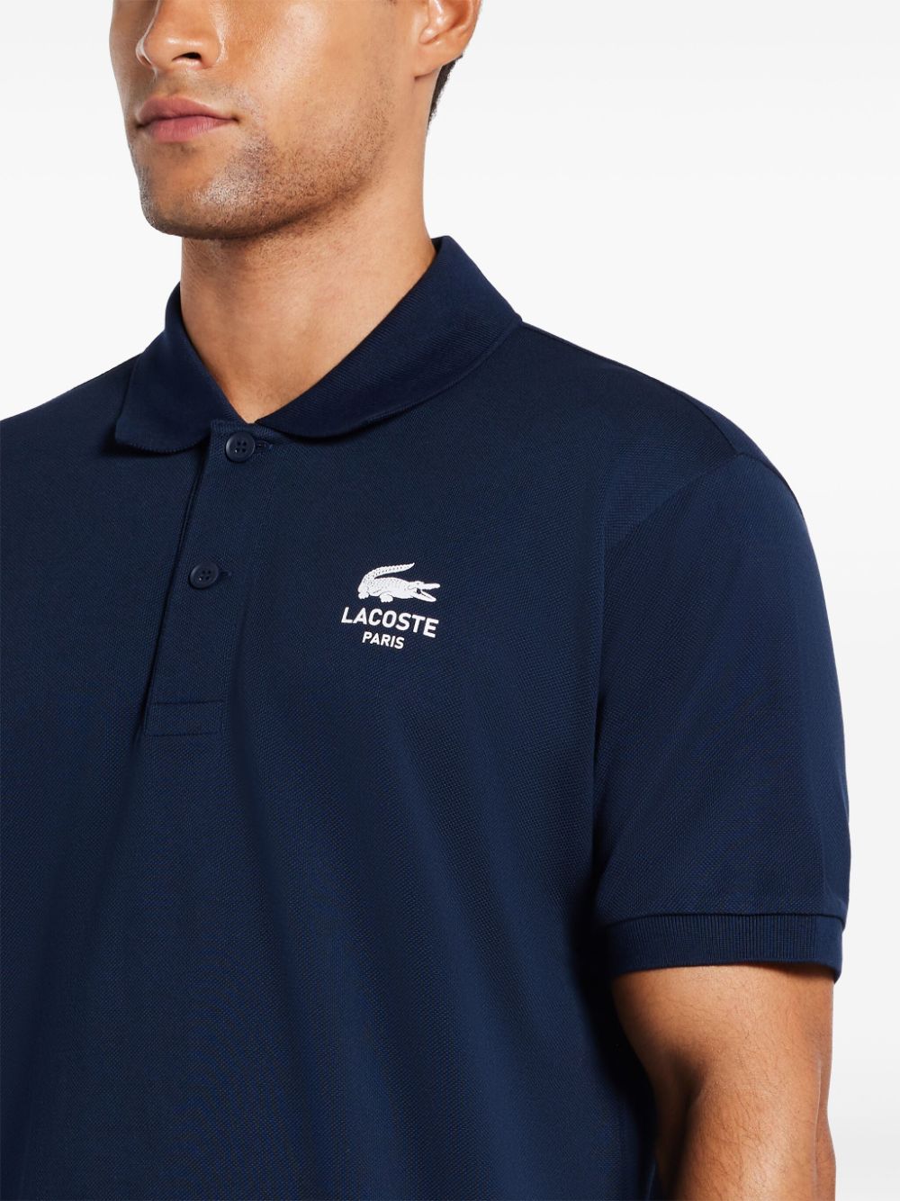 Shop Lacoste Printed Polo Shirt In Blue