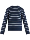 Lacoste logo-patch striped cotton jumper - Blue