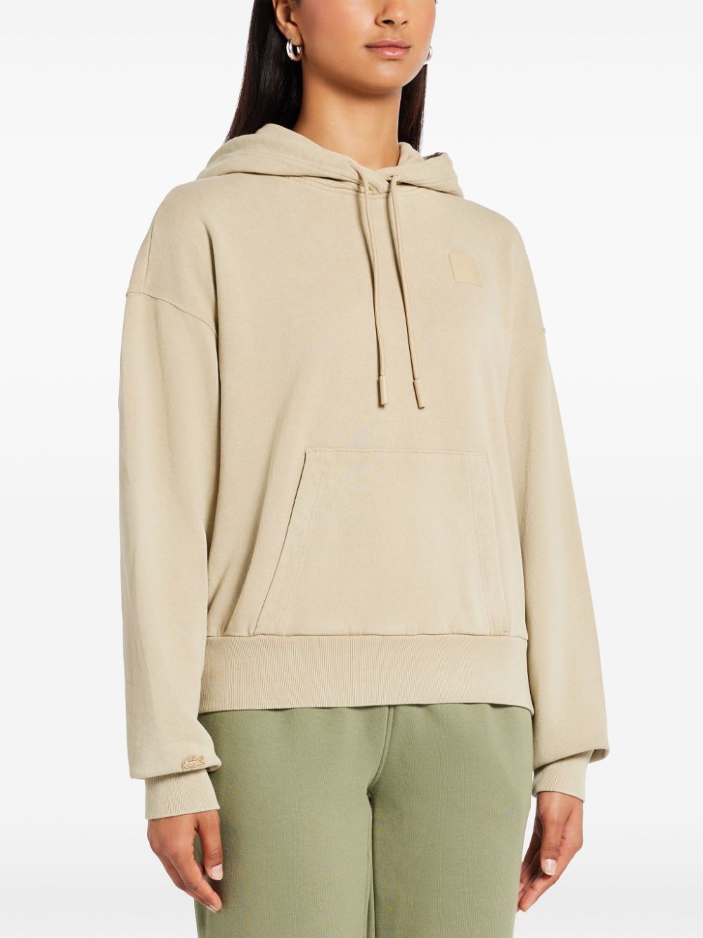 Shop Lacoste Cotton Hoodie In Neutrals