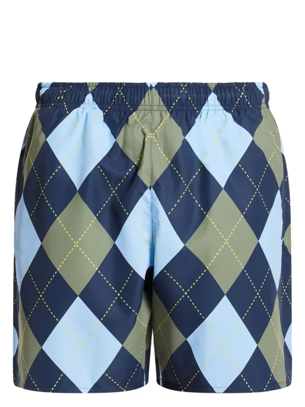 Lacoste argyle-print Swim Shorts Blue FARFETCH IN