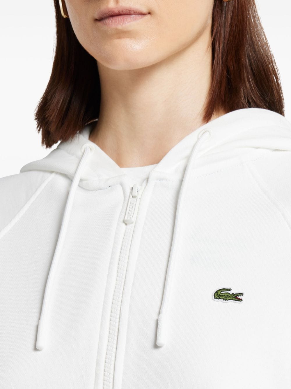 Shop Lacoste Zipped Hoodie In White