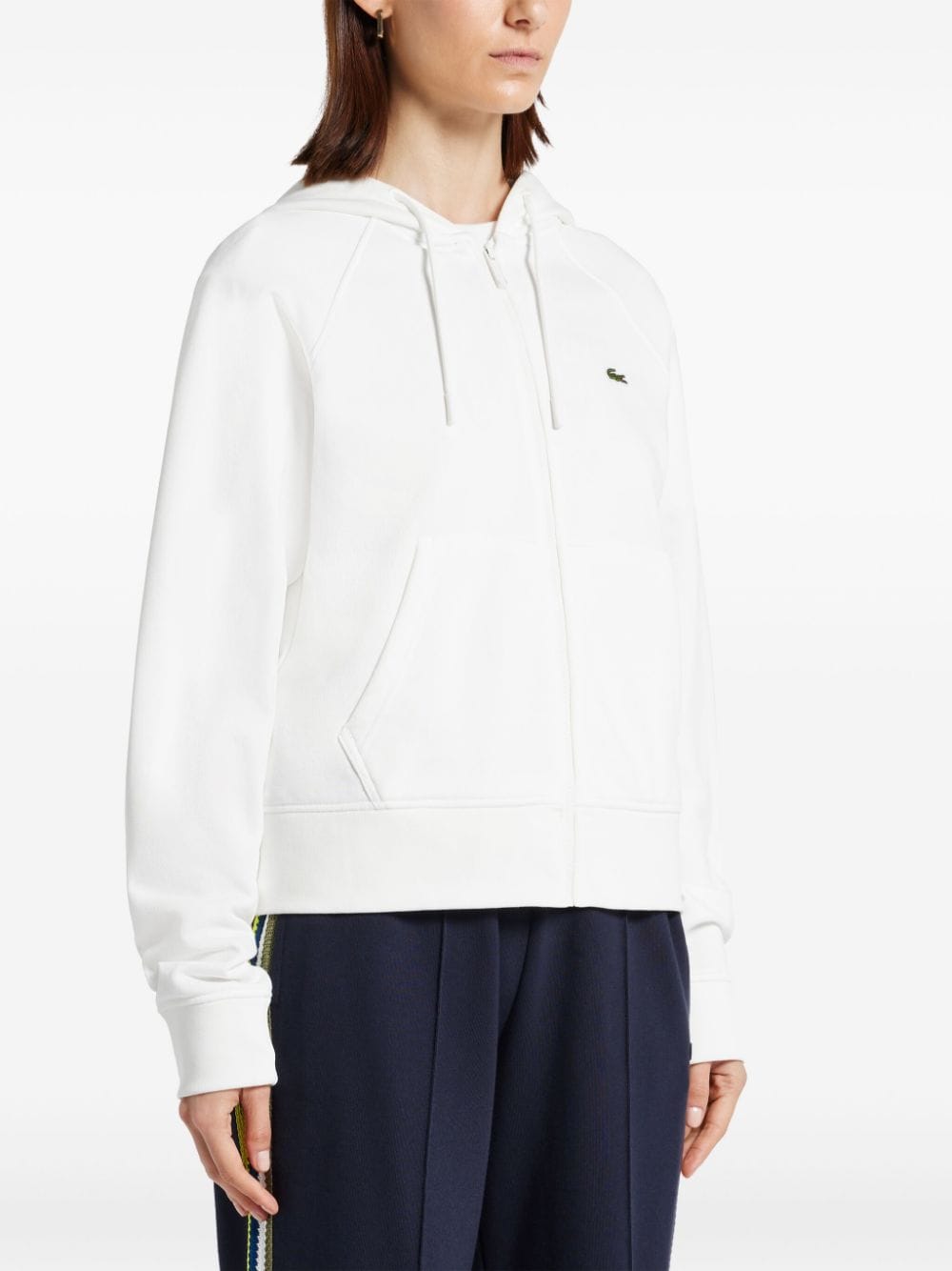 Shop Lacoste Zipped Hoodie In White