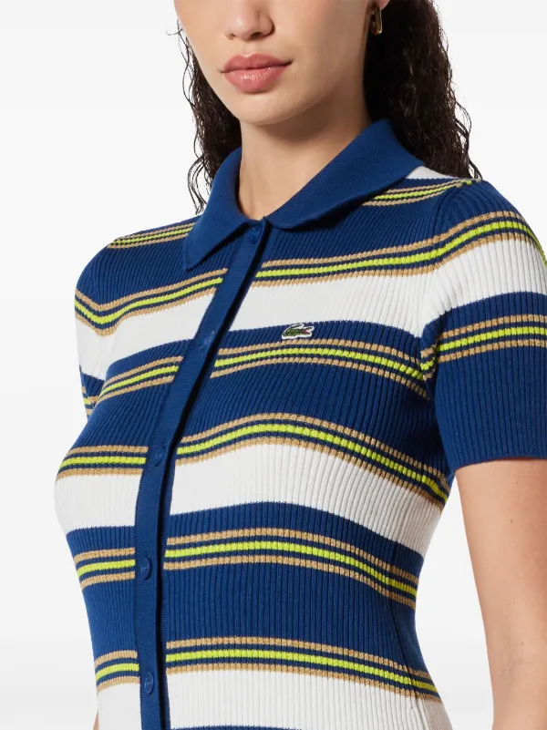 Lacoste Striped Knitted Midi Dress | Blue | FARFETCH BH
