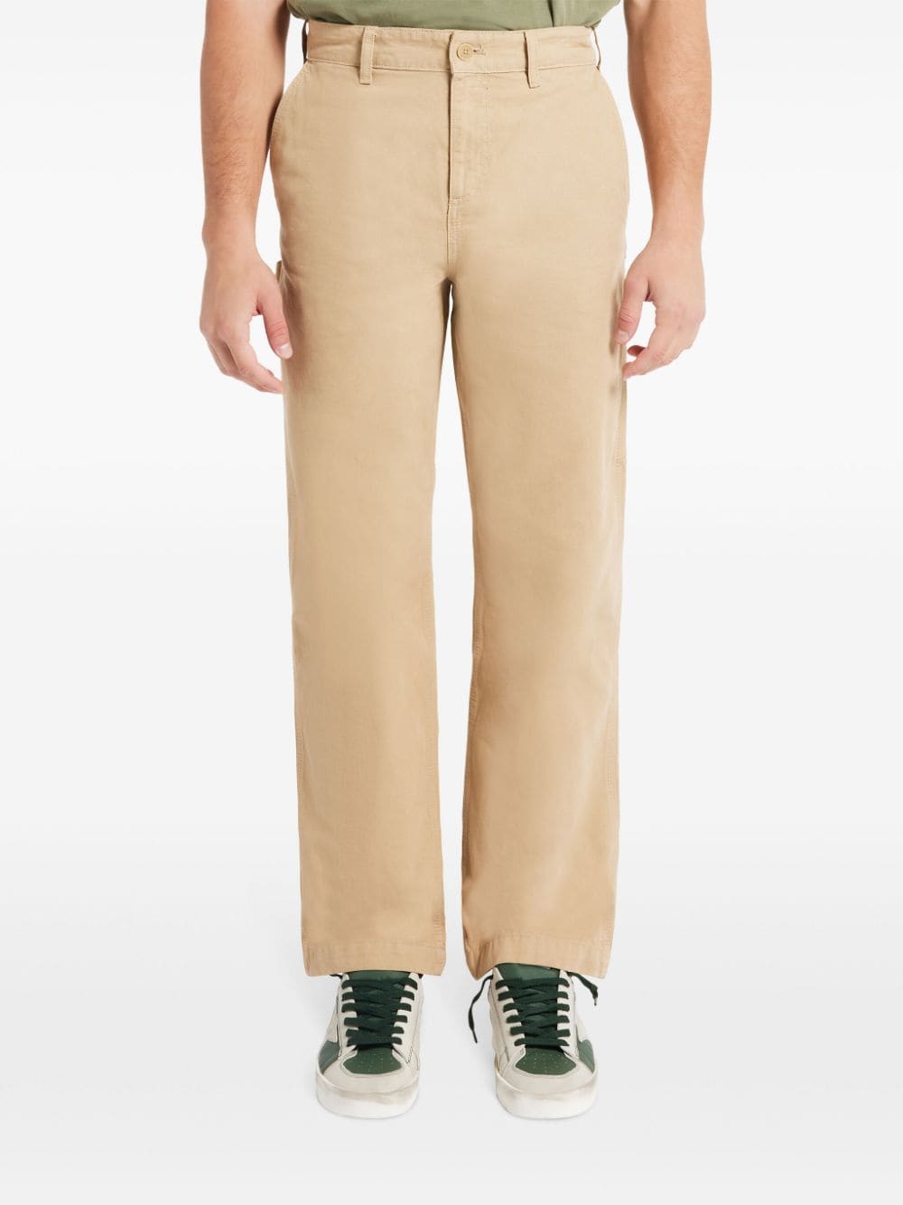 Shop Lacoste Straight-leg Canvas Trousers In Neutrals