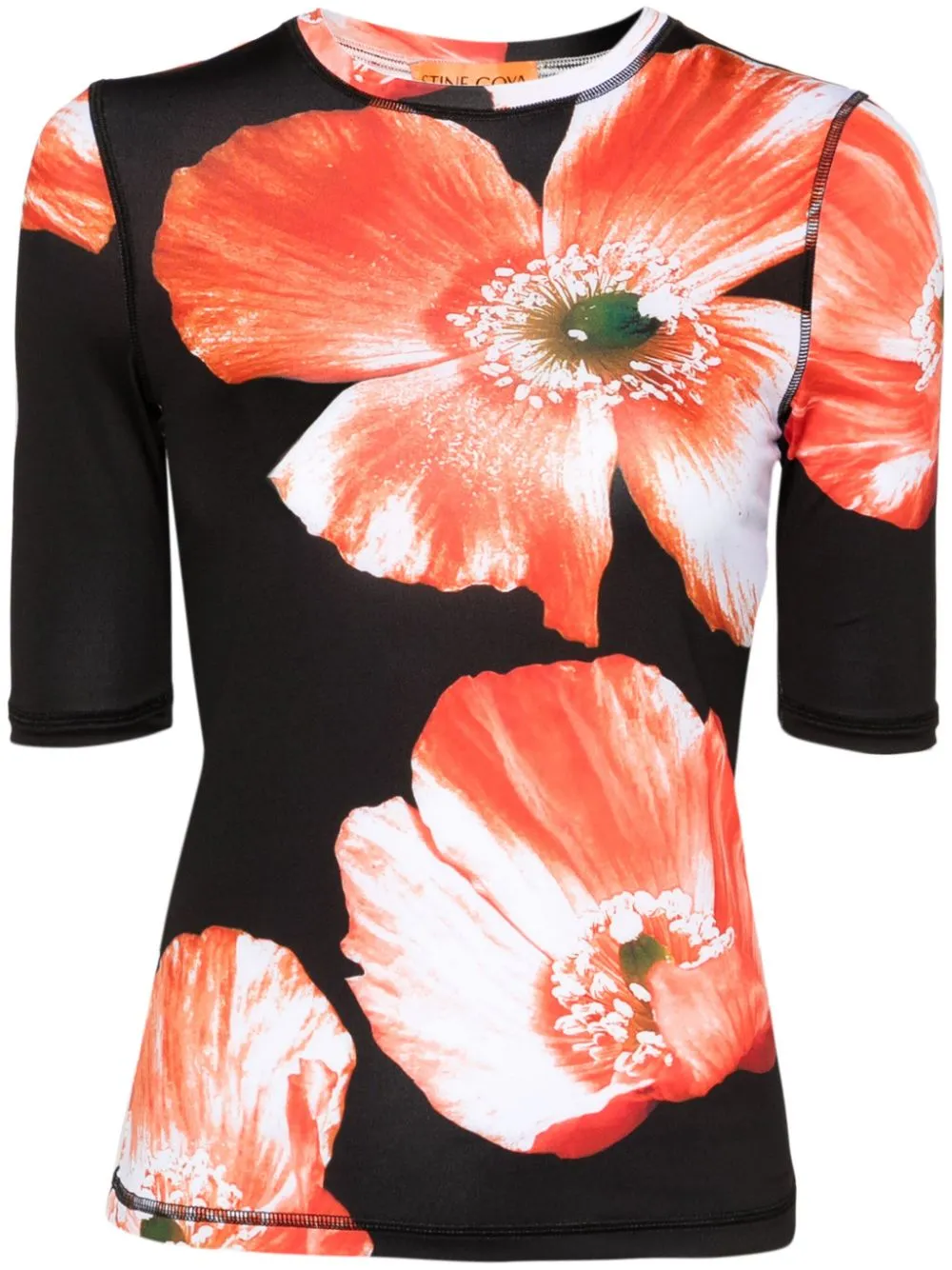 Shop Stine Goya Minerva Opium Poppies-print T-shirt In Black
