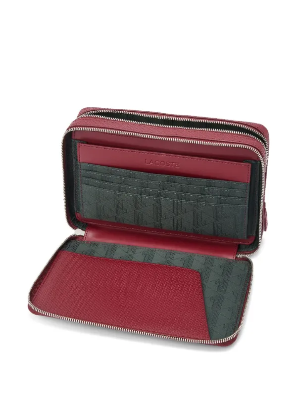Lacoste Pochette Chantaco En Cuir Rouge FARFETCH FR