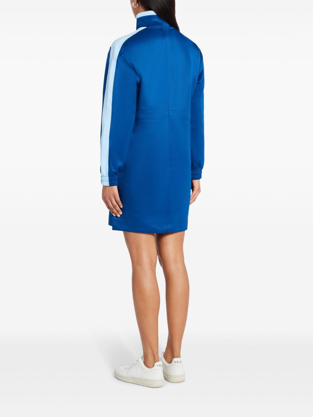 Shop Lacoste Colour-block Sweatshirt Dress In Blue