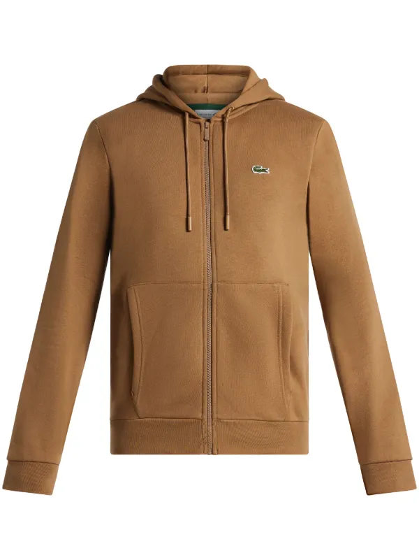Lacoste logo-patch Zipped Sweatshirt Brown FARFETCH PH