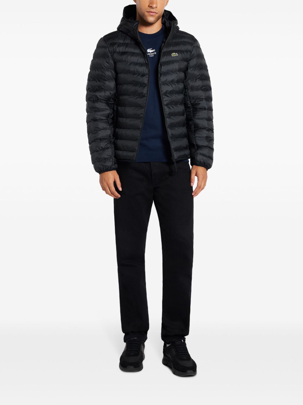 Shop Lacoste Water-repellent Padded Jacket In Black