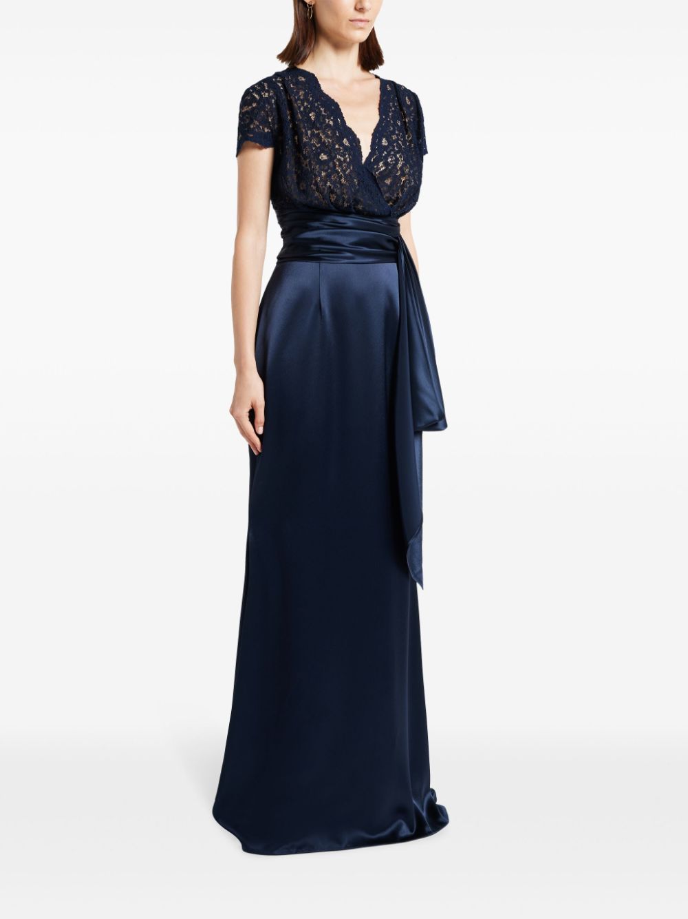 Shop Talbot Runhof V-neck Gown In Blue