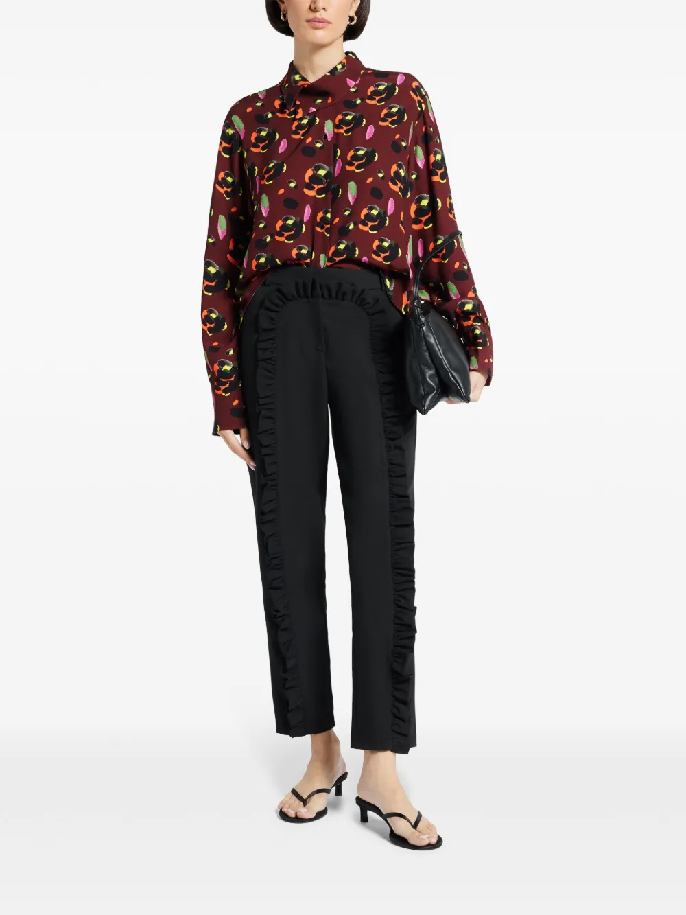 MEHTAP ELAIDI ruffled-trim trousers - Zwart