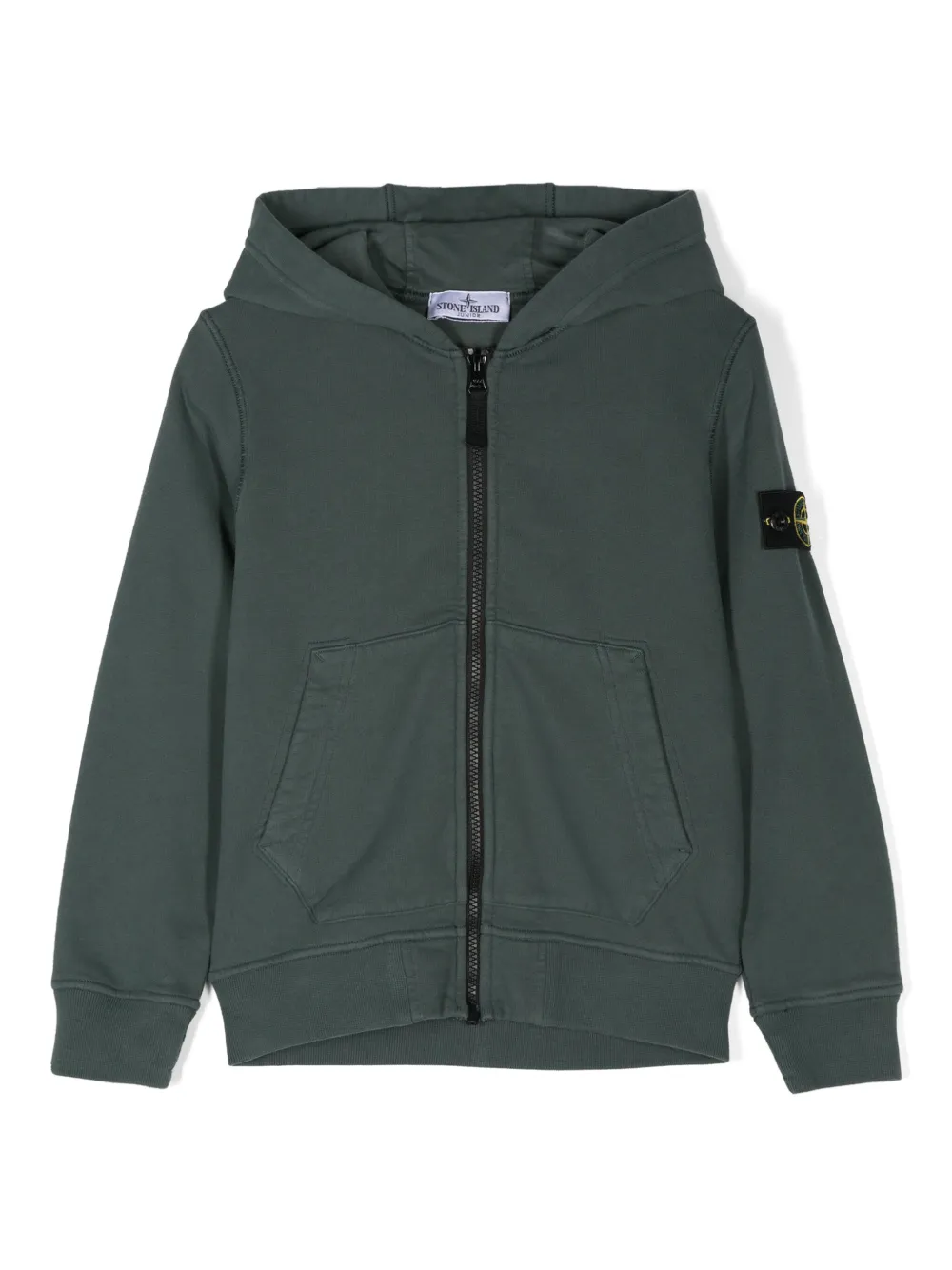 Stone Island Junior Compass-badge zip-up hoodie | Green | Image 1