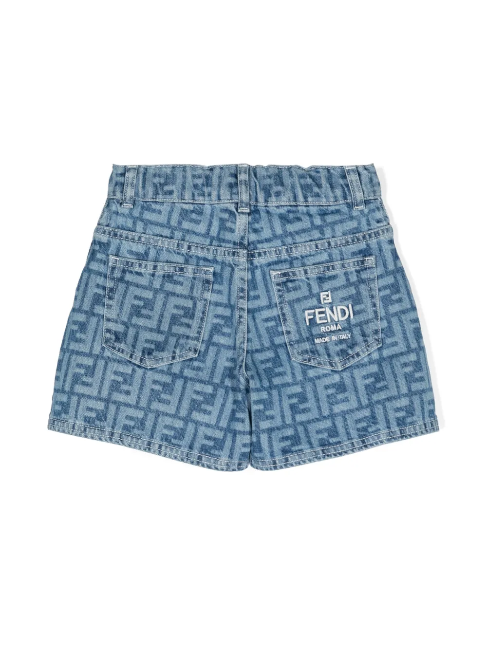 Fendi Kids Katoenen spijkershorts met FF-print Blauw