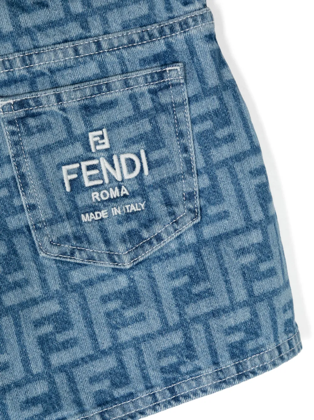 Fendi Kids Katoenen spijkershorts met FF-print Blauw