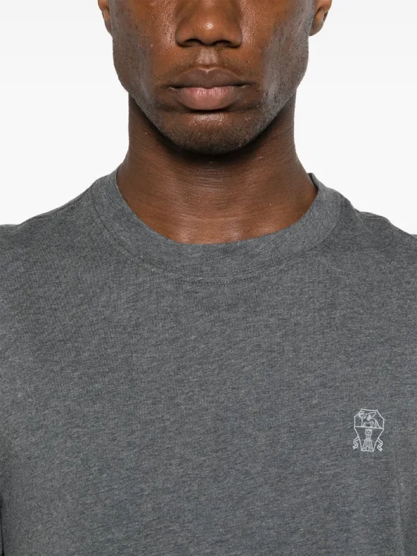Brunello Cucinelli mélange-effect Cotton T-shirt | Grey | FARFETCH