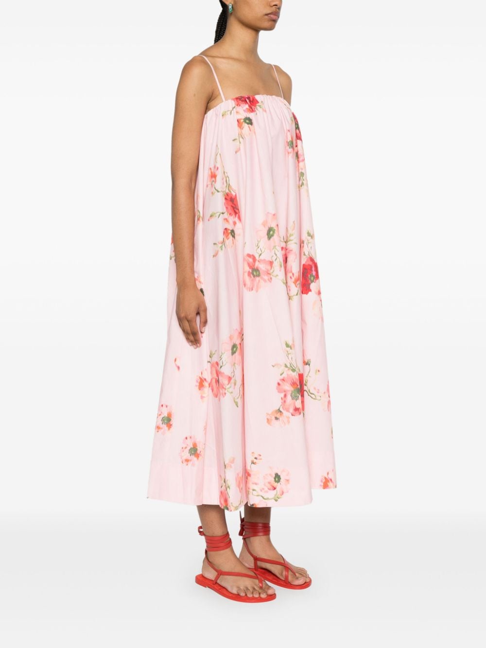 ZIMMERMANN Lightburst midi-jurk met bloemenprint Roze
