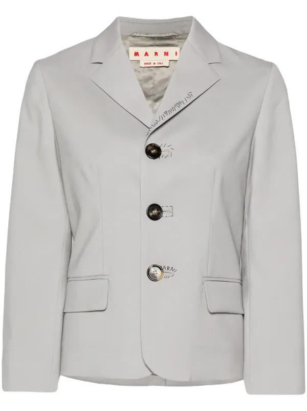 ジャケット MARNI Single-breasted blazer jacket (GIMA0182U2TW839 00B12) Marni Embroidered Wool single-breasted Blazer | Grey | FARFETCH