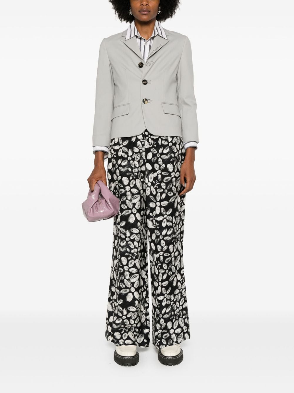 Marni Straight broek met bloemenprint - Zwart