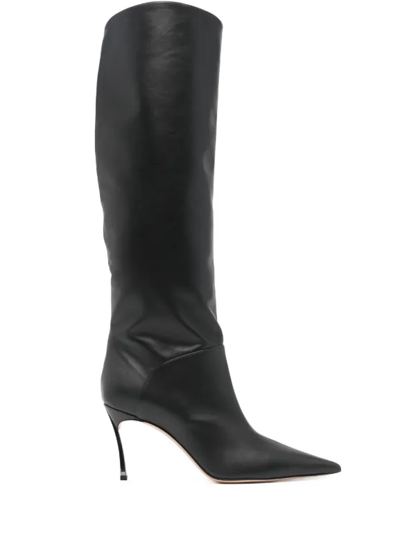 Casadei Superblade 80mm Leather Boots Black FARFETCH IN