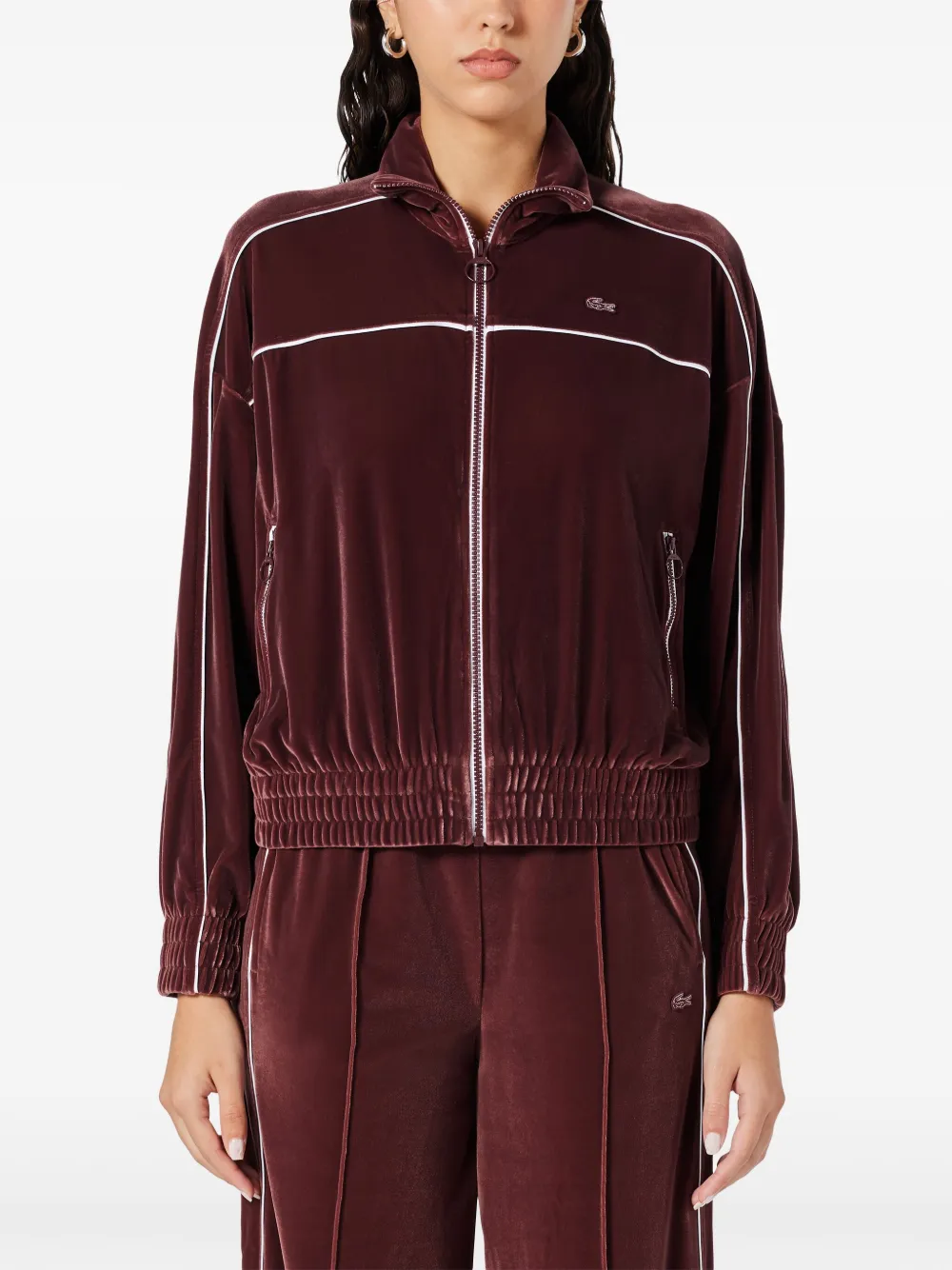 Lacoste Fluwelen sweater met rits Rood