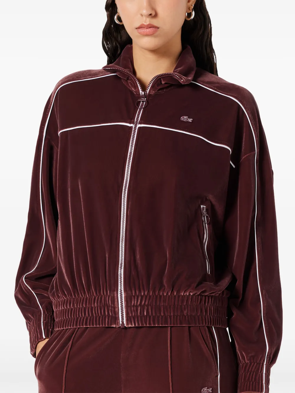 Lacoste Fluwelen sweater met rits Rood