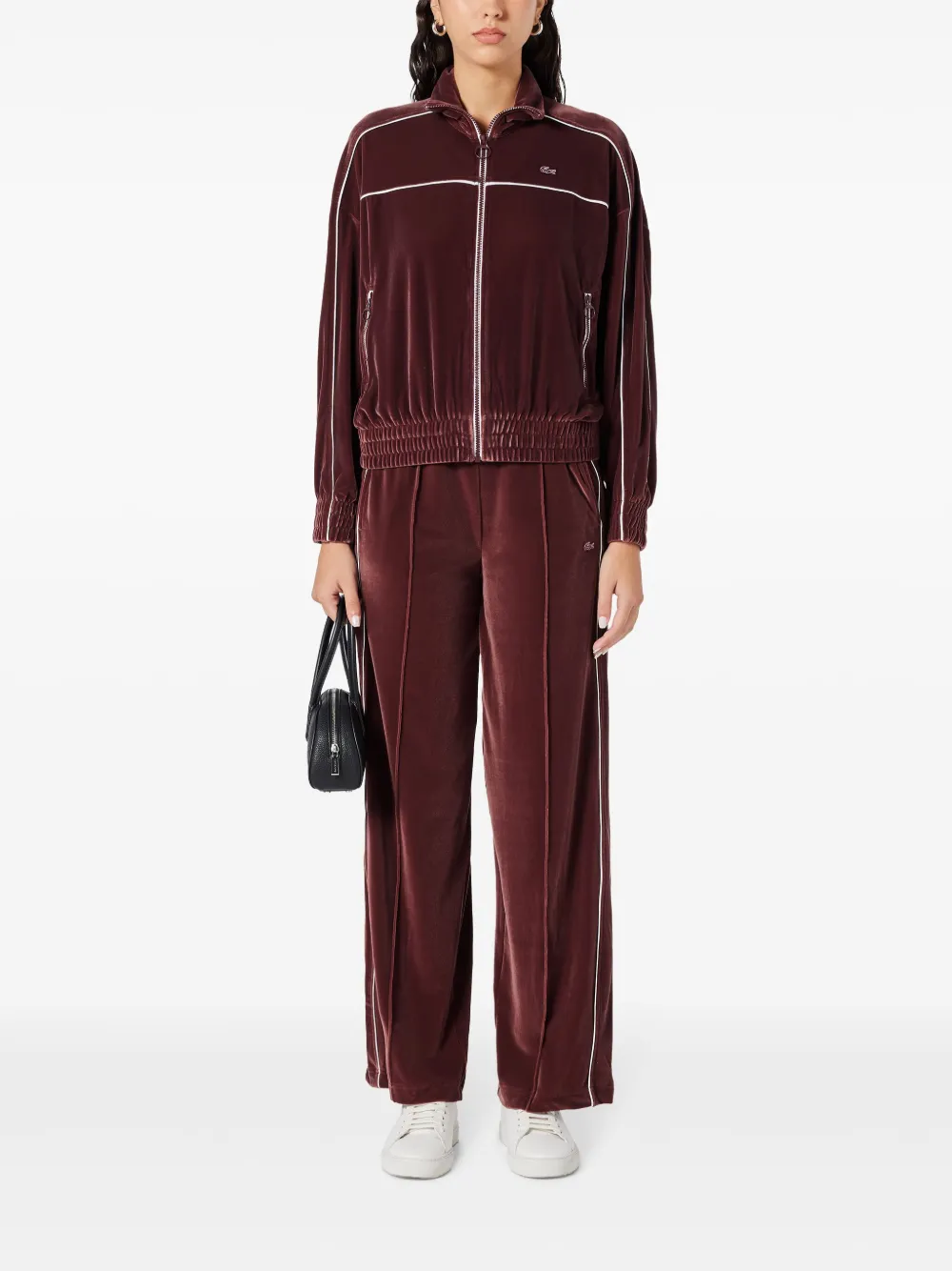 Lacoste Fluwelen sweater met rits Rood
