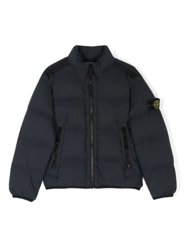 Stone Island Junior Down Hooded Jacket Blue FARFETCH CA