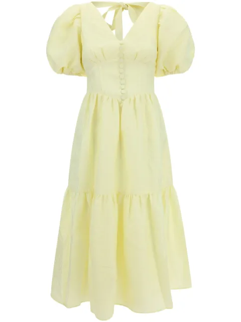 Self-Portrait vestido midi con mangas farol