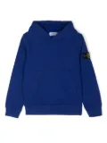 Stone Island Junior Compass-badge cotton hoodie - Blue