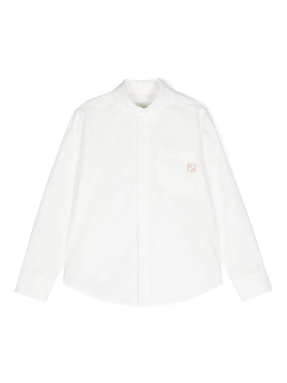 Fendi Kids Katoenen shirt met geborduurd logo Wit