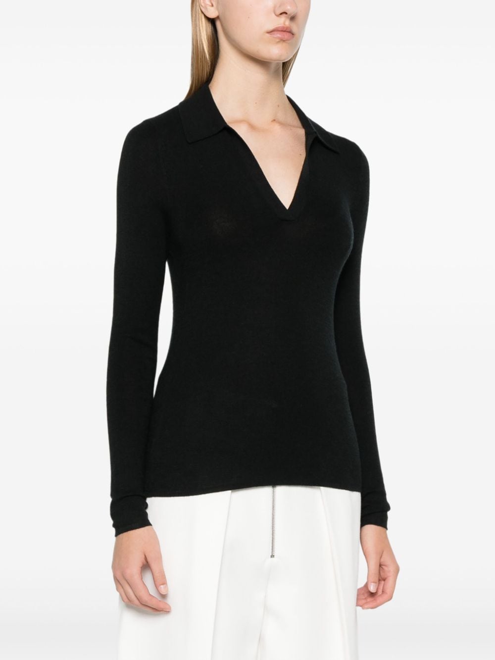 Shop Eric Bompard Knitted Polo Top In Schwarz