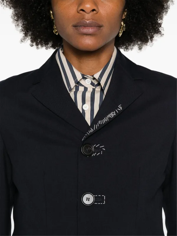 【送料&関税込】Marni Single-breasted Jacket Black single breasted wool jacket with Baguette logo | Marni