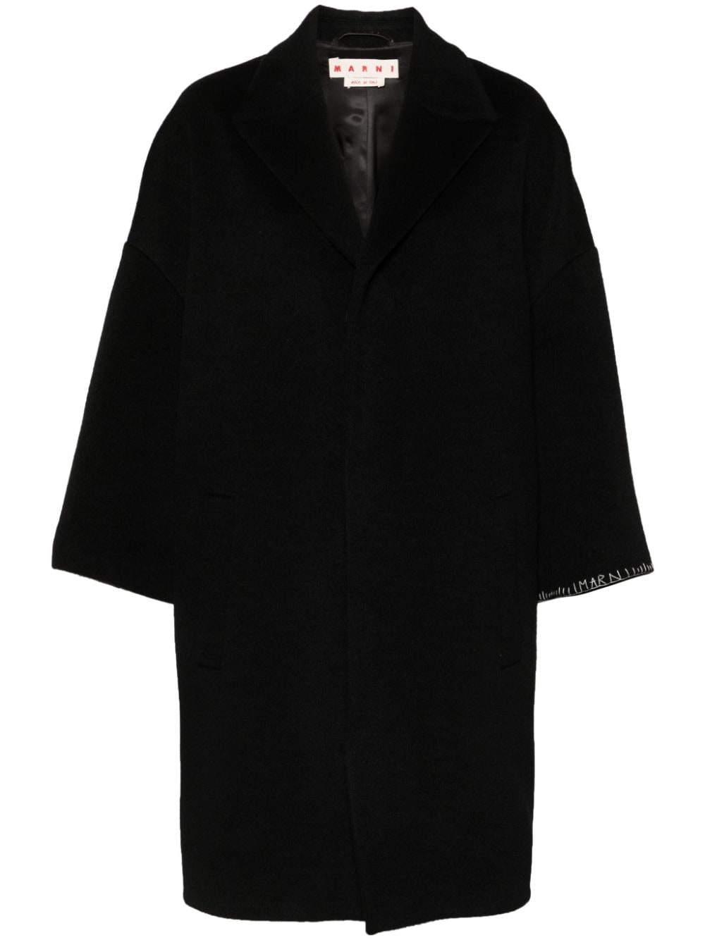 Shop Marni Felted Midi Coat In Black