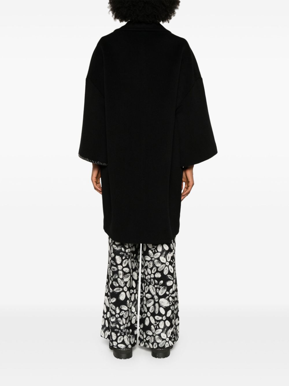 Shop Marni Felted Midi Coat In Black