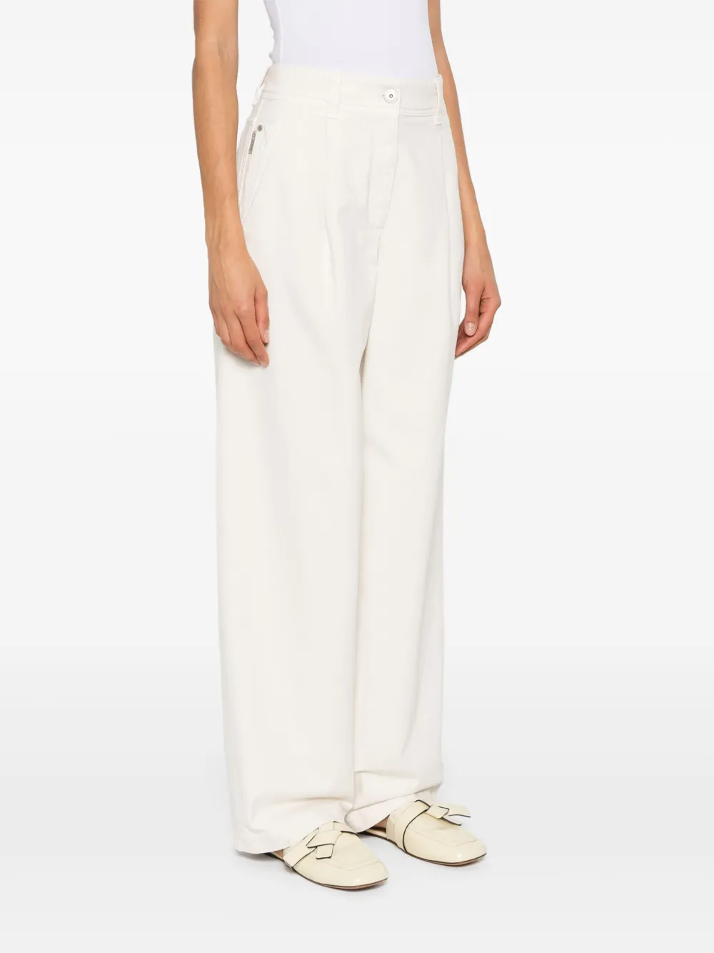 Brunello Cucinelli White Trousers With Concealed Fly In White