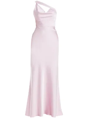 knee length dresses for ladies Larissa Satin Maxi Dress with Ruched Petals / Lemon | Meshki main image 1