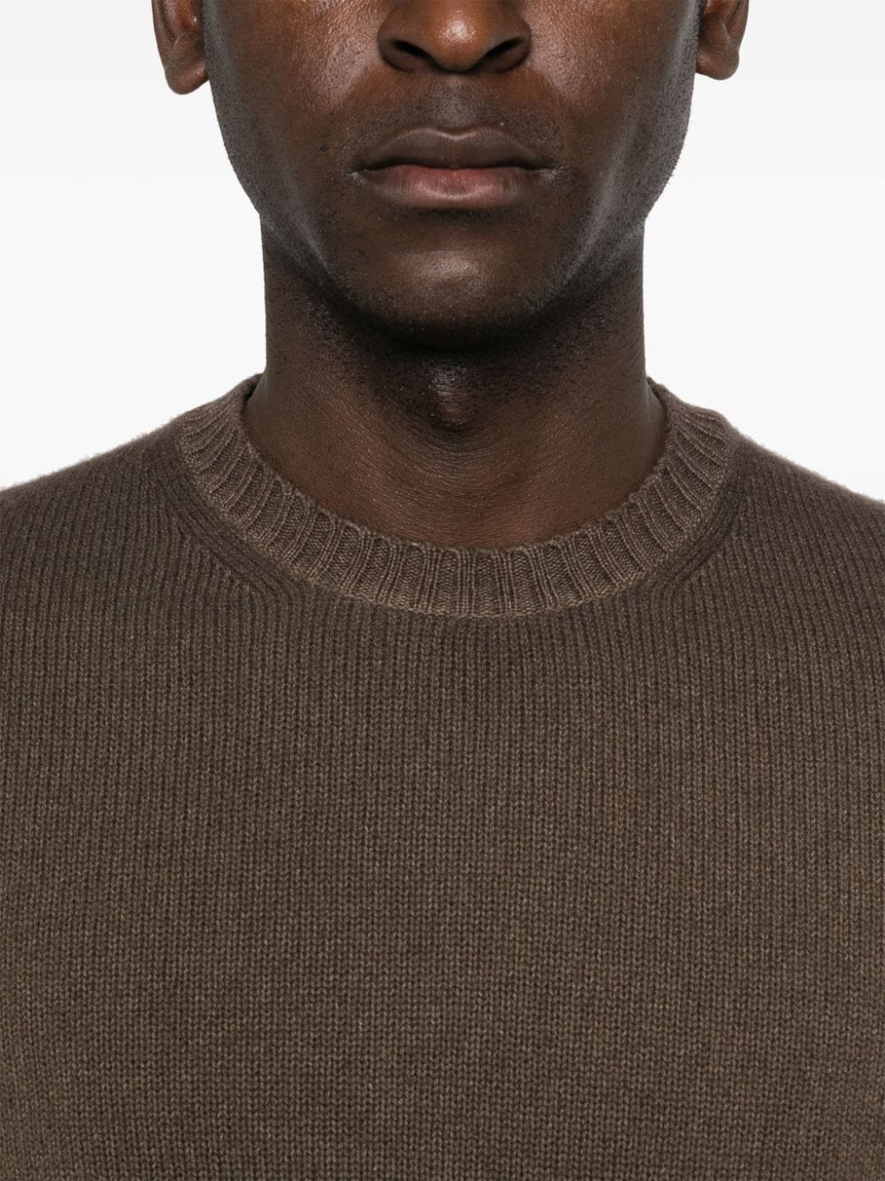 Shop Malo Wool Crew Neck Jumper In Brown