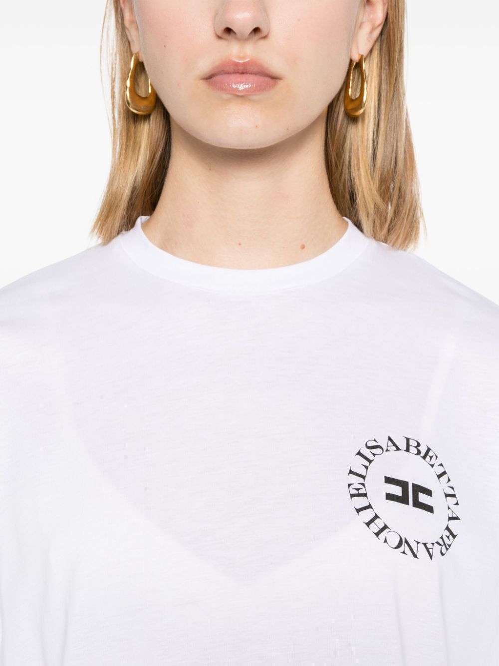 Shop Elisabetta Franchi Logo-print Cotton T-shirt In White