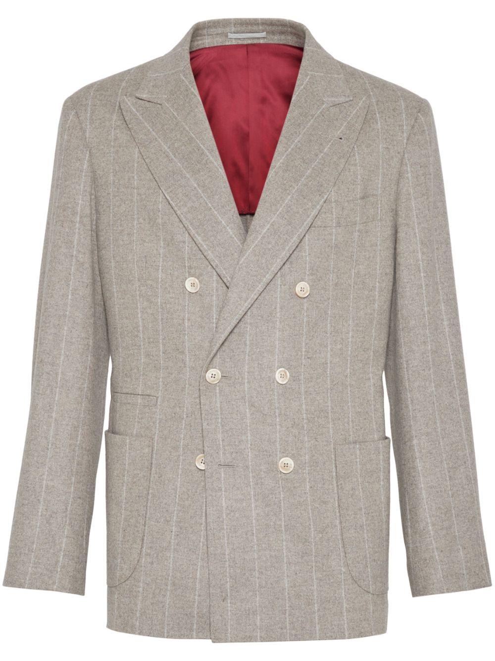 Shop Brunello Cucinelli Pinstripe-pattern Blazer In Grey