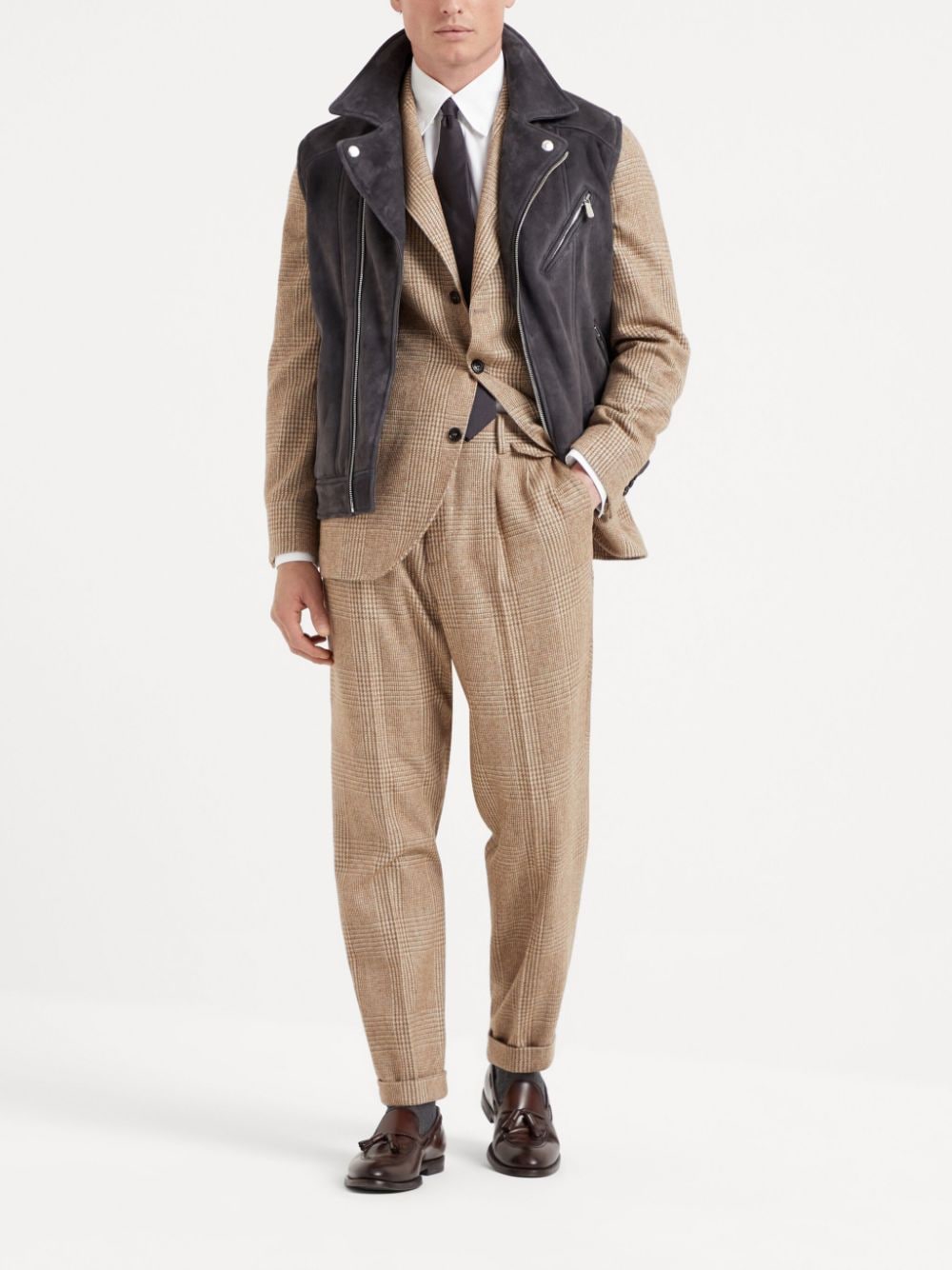 Brunello Cucinelli Geruite blazer - Bruin