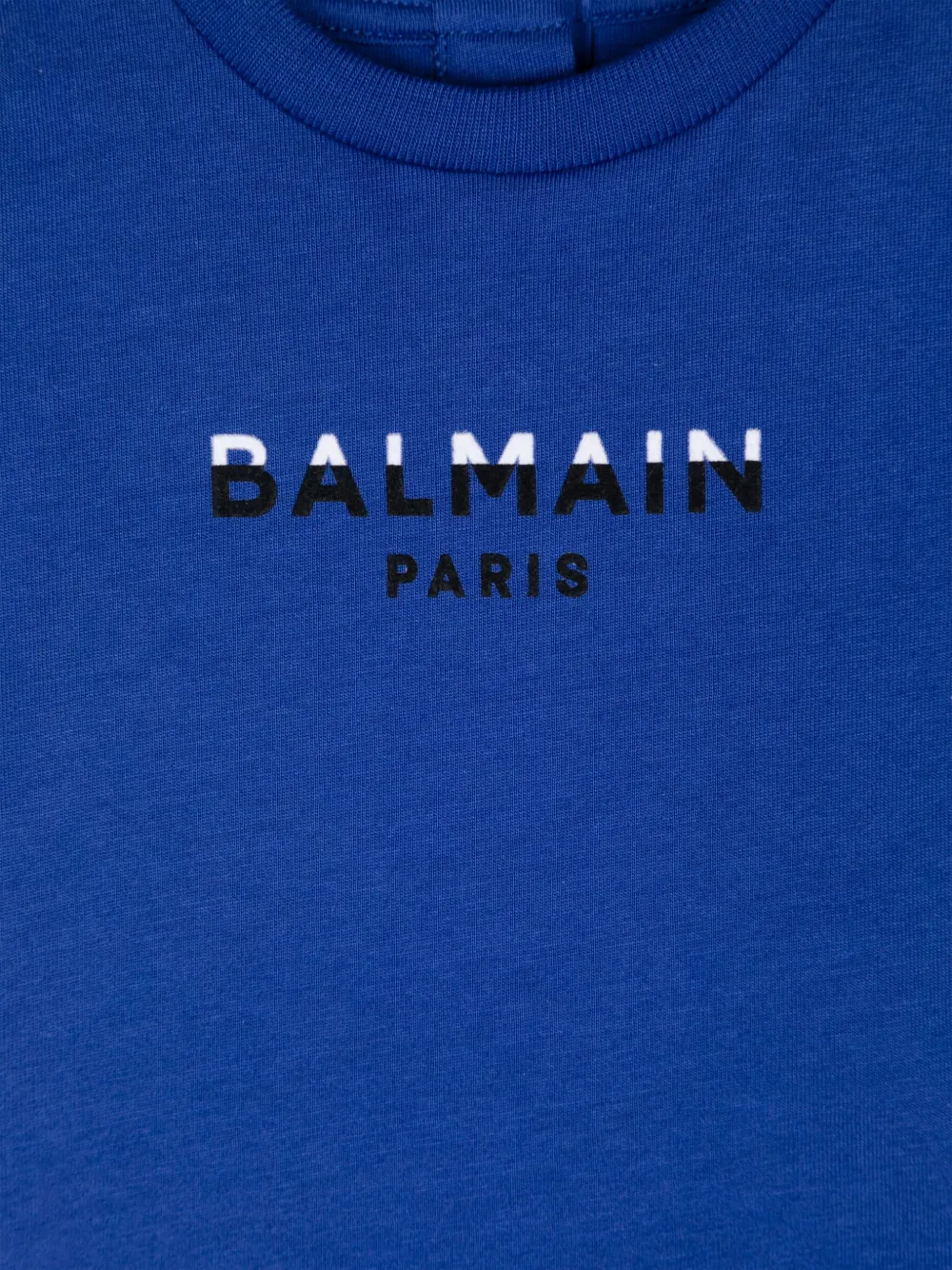 Balmain Kids Katoenen T-shirt met logoprint Blauw
