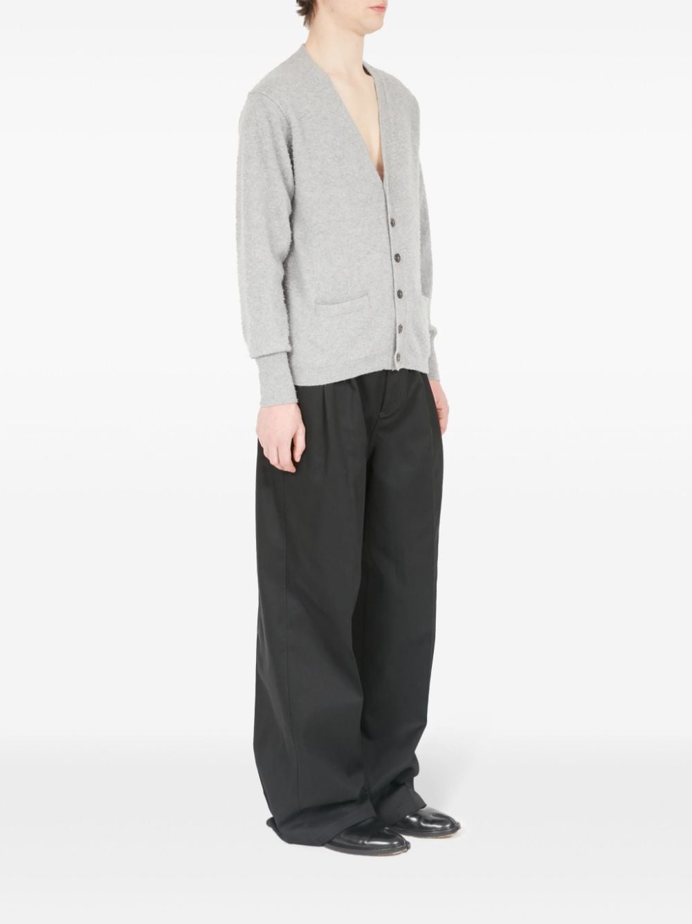 Shop Maison Margiela V-neck Cashmere-blend Cardigan In Grey