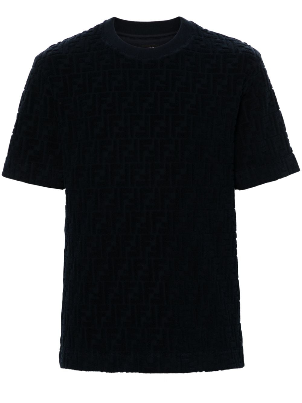 Fendi Ff-jacquard Terry T-shirt In Blue