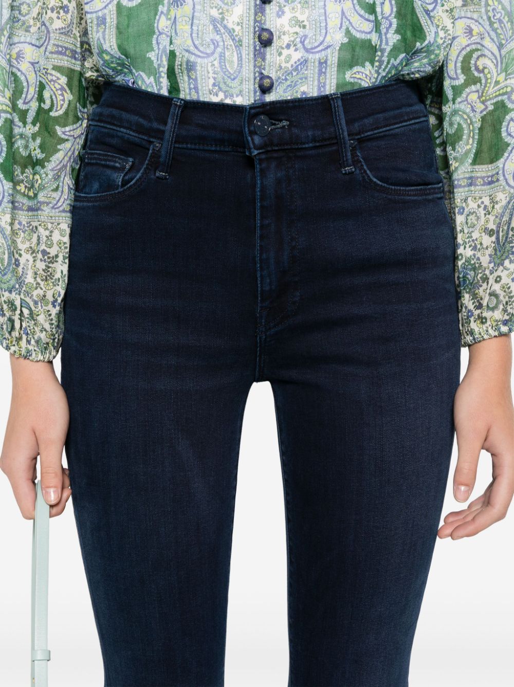 Shop Mother The Weekender Fray Bootcut Jeans In Blue