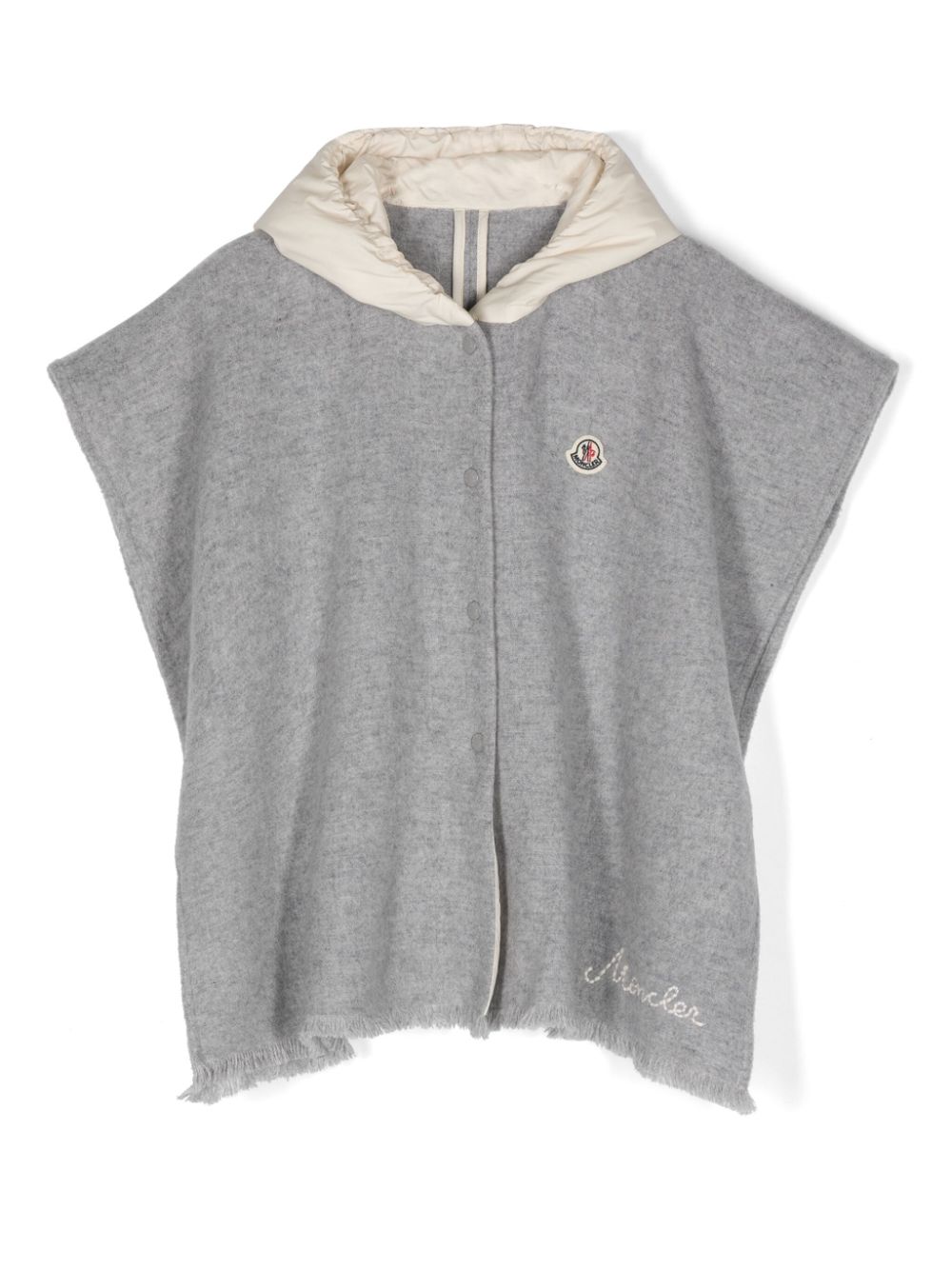 Moncler Enfant logo-embroidered hooded cape - Grey