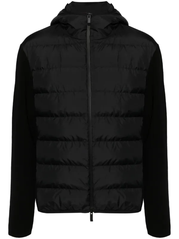 Moncler padded panels Knitted Hooded Jacket Black FARFETCH KW