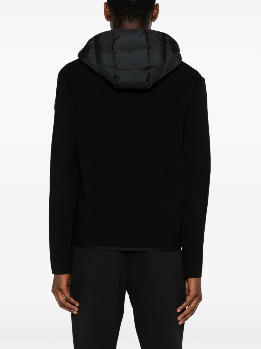 Moncler Jack met capuchon en gewatteerde vlakken Zwart