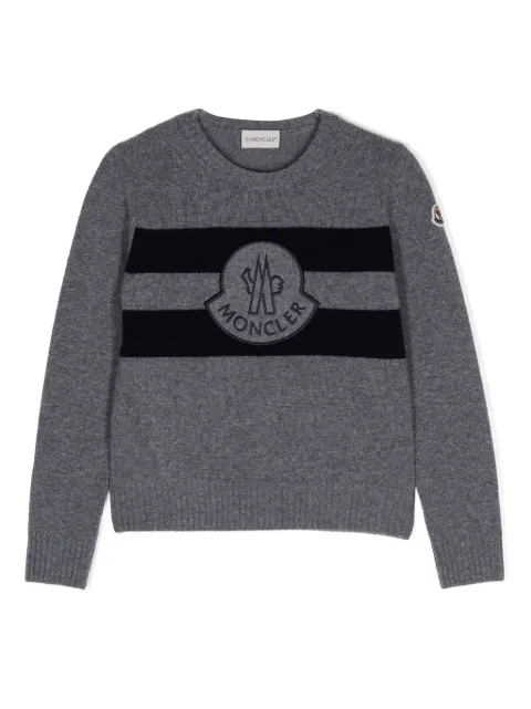 Moncler Enfant logo-embroidered virgin wool jumper