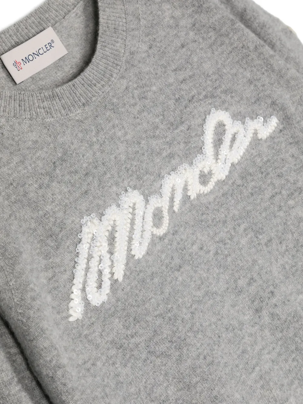 Moncler Enfant Trui met geborduurd logo Grijs