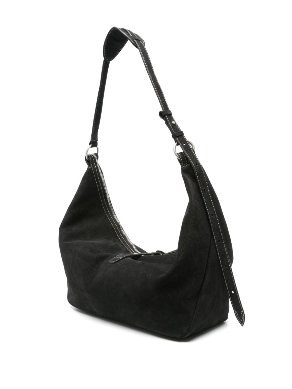 Shop Marge Sherwood Buckle-strap Nubuck Shoulder Bag In Black